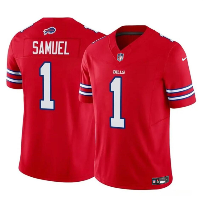Men's Buffalo Bills #1 Curtis Samuel Red 2023 F.U.S.E. Vapor Untouchable Limited Football Stitched Jersey